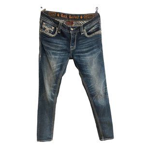 Rock Revival‎ Jeans Women 29 Low Rise Medium Wash Cherilyn Taper Leg Logo